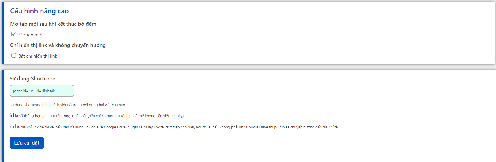 Plugin Auto Getlink GDriver & redirect to extenal link after countdown 7 huanvmdotcom quan tri getlink pro 2