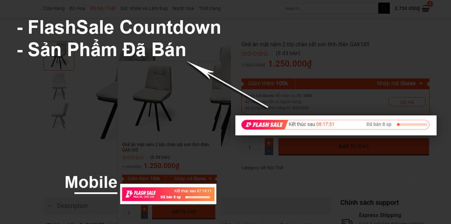 huanvmdotcom code flash sale countdown va san pham da ban