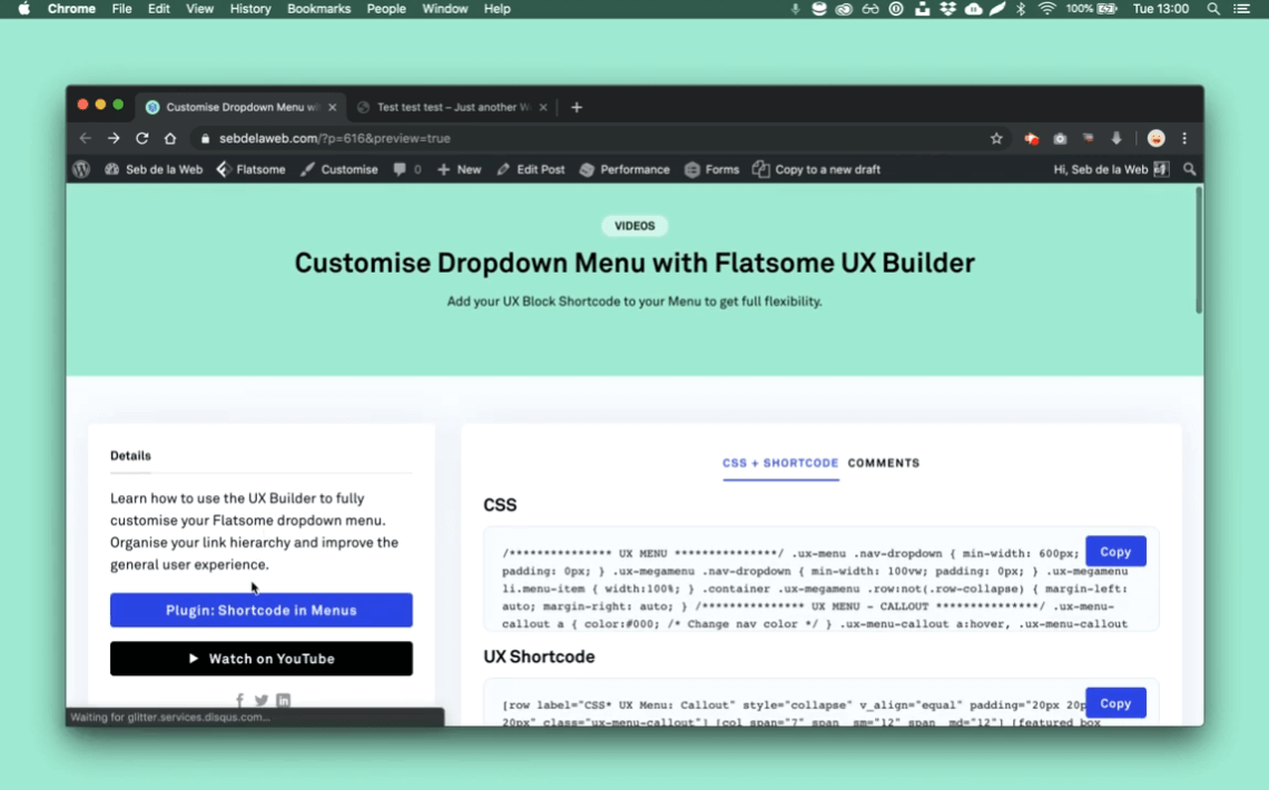 huanvmdotcom custom dropdown menu with flatsome ux builder