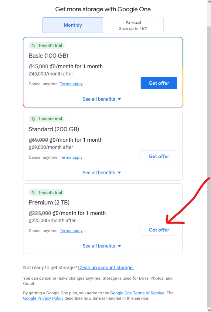 [ Hướng dẫn ] Cách đăng kí 100GB Google One miễn phí trong 4 năm